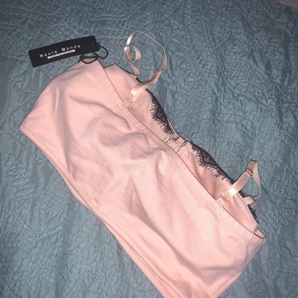 Haute Monde pink and black corset top - Picture 2 of 3
